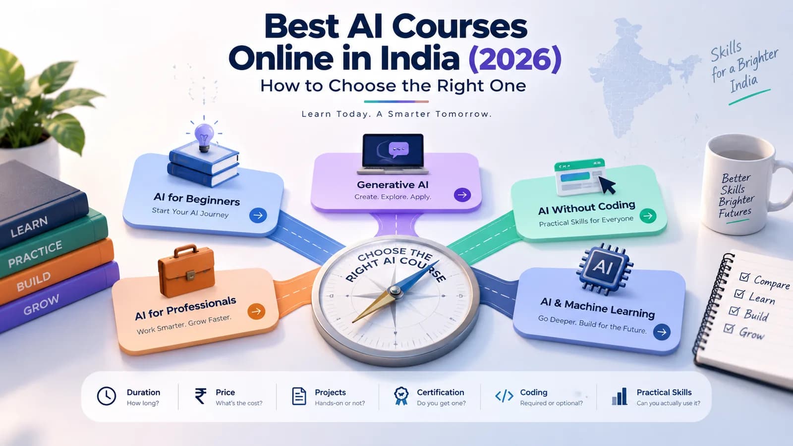 Best AI Courses in India (2026) — cover illustration