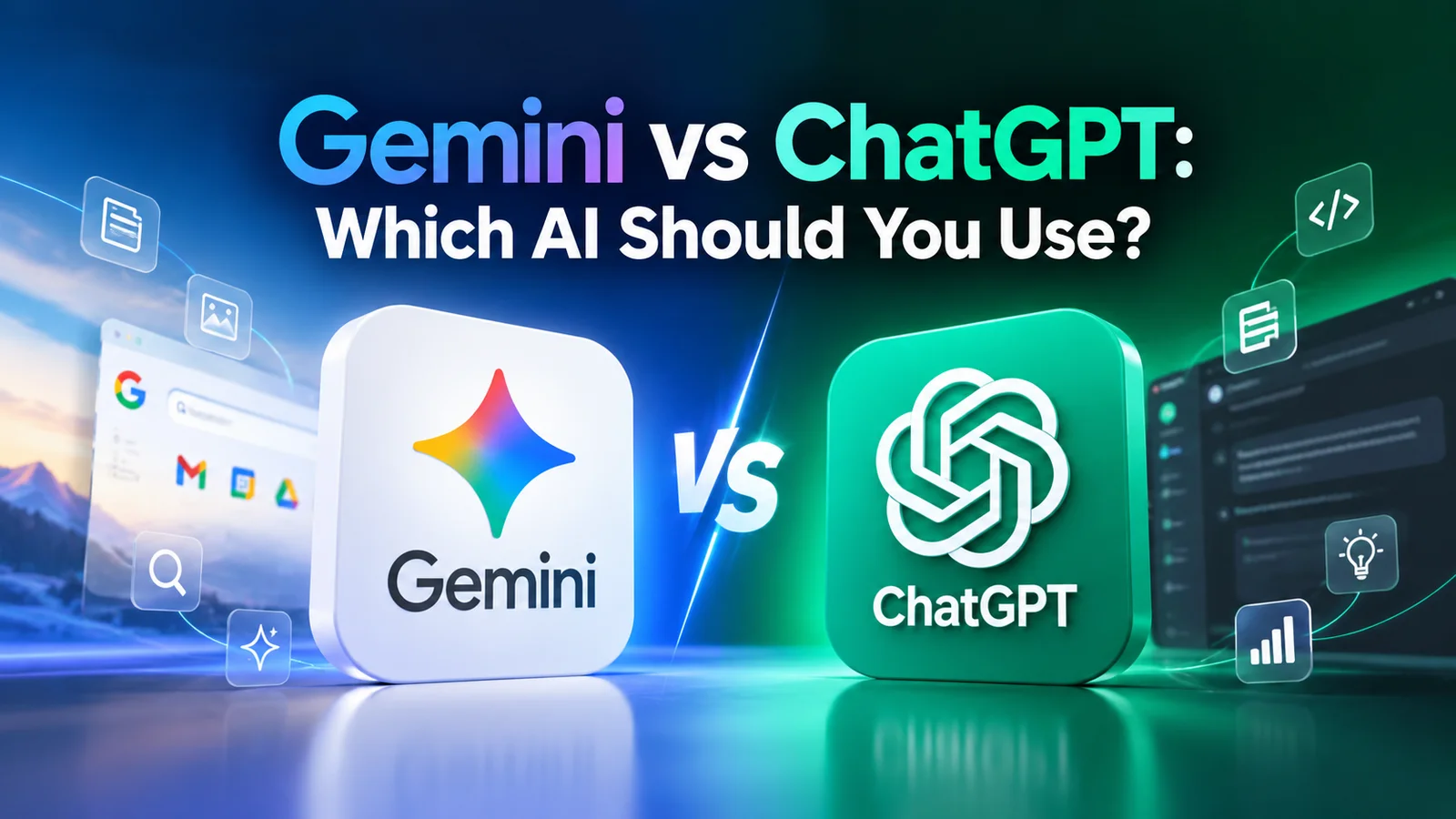 Gemini vs ChatGPT (2026): Which AI Is Better? — the Gemini and ChatGPT app icons side by side